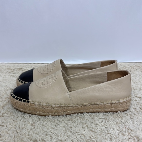 Tory Burch Shoes - Tory Burch Benton Color Block Espadrille-Nappa Leather Size 7.5 Ivory Black‎